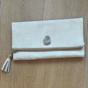 Elegant Cream Clutch with Tassel